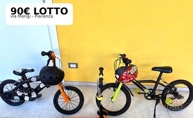 Due bici bimbo 14” e 16” Btwin + 2 caschi