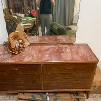 Comò con Specchiera e Top in Marmo Rosso