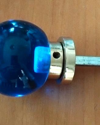 Pomello per porta sferico in vetro blu cobalto