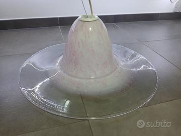 Lampadario VeLuce Vetro di Murano Rosa anni 70 Vin