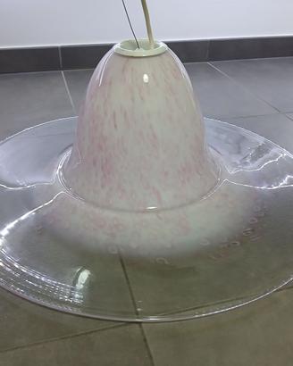 Lampadario VeLuce Vetro di Murano Rosa anni 70 Vin