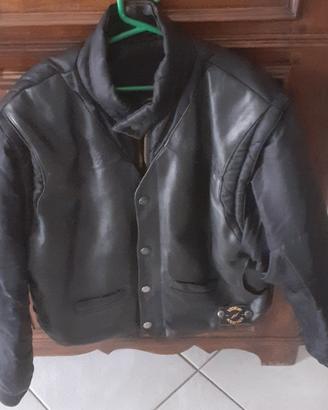 BOMBER NERO CON INSERTI IN CUOIO