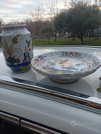 Vaso e alzata in ceramica 