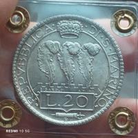 20 lire 1931.     Argento 