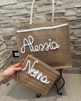 Borsa e  Pochette di Juta personalizzata