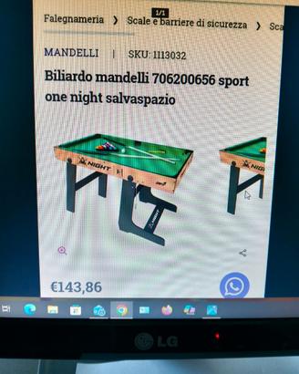 BILIARDO RICHIUDIBILE CON CUSTODIA MAI USATO NUOVO