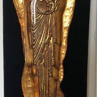 Icona Madonna in vetro di Murano con foglia d'oro