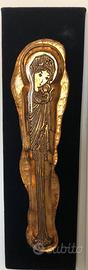 Icona Madonna in vetro di Murano con foglia d'oro