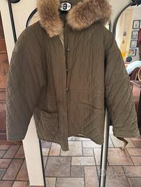 Parka verde vintage con colli in pelo