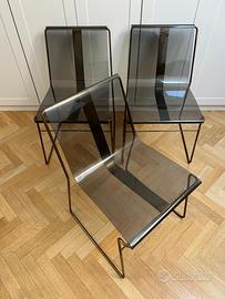 3 sedie di Jacques Charpentier plexiglass e cromo
