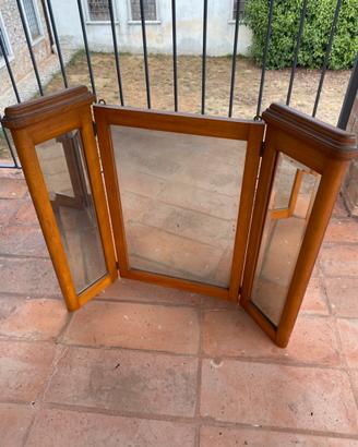 Specchio da arredo in legno a tre ante