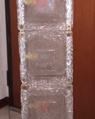 Lampada da terra, acciaio e vetro di Murano - 1970