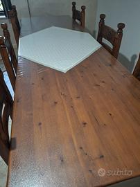 tavolo legno masselo e 6 sedie