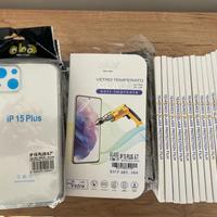 LOTTO 24 COVER E 14 PELLICOLE PER IPHONE 15 PLUS 6