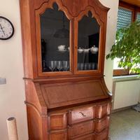 Ribalta con alzata vetrina cassettiera legno