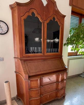 Ribalta con alzata vetrina cassettiera legno