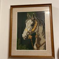 QUADRO RICAMO MEZZO PUNTO - CAVALLO