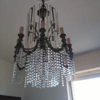 Lampadario in cristallo e peltro