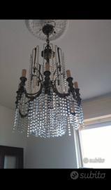 Lampadario in cristallo e peltro