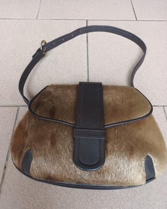 Borsa a bisaccia marrone Vintage in cavallino 