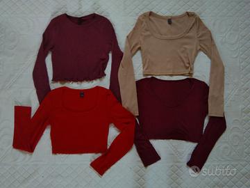 Lotto 4 Crop Top Maniche Lunghe SHEIN