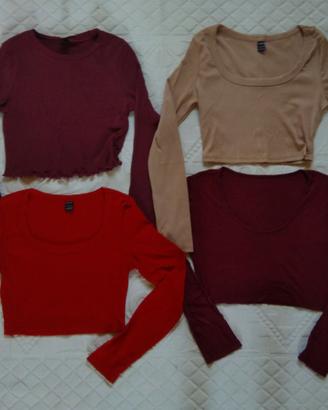 Lotto 4 Crop Top Maniche Lunghe SHEIN