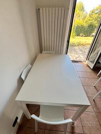 Tavolino in legno bianco rettangolare allungabile