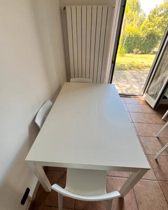 Tavolino in legno bianco rettangolare allungabile