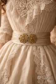 Antica fibbia per cinta edoardiana fine 800 dorata