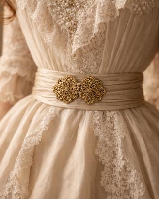 Antica fibbia per cinta edoardiana fine 800 dorata