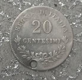 argento Regno d'Italia 20 centesimi 1863