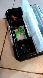 8 canne da pesca 2 mulinelli 