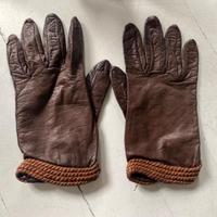 Guanti in pelle vintage da donna marrone