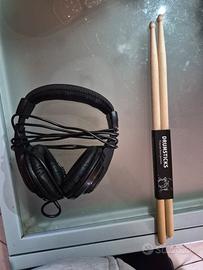 bacchette e cuffie per batterie elettroniche