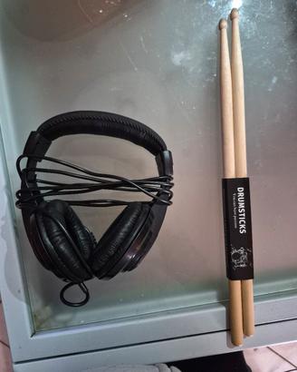 bacchette e cuffie per batterie elettroniche
