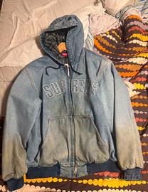 Supreme Reflective Arc Hooded Work Jacket Denim ta