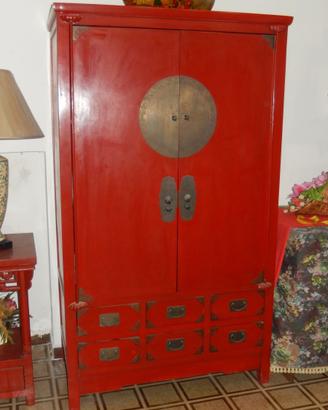 Armadio orientale, 2 ante, 6 cassetti, 102 x 54 cm