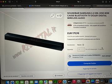 Soundbar samsung hw j250