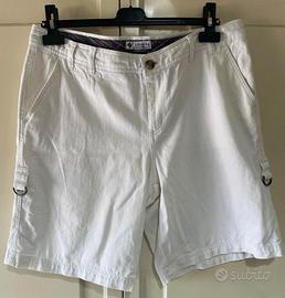 Bermuda da donna Columbia bianco in lino e cotone