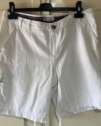 Bermuda da donna Columbia bianco in lino e cotone