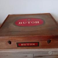 VECCHIA SCATOLA BUTON IN LEGNO ANNI 50 VINTAGE
