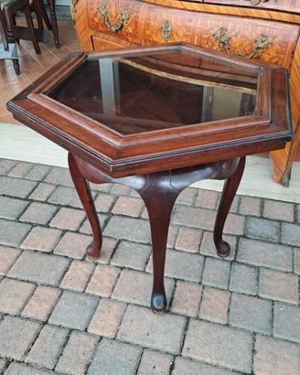 tavolinetto esagonale in mogano 