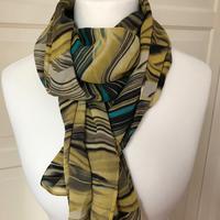 Foulard fantasia senape, nero e azzurro