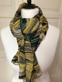 Foulard fantasia senape, nero e azzurro