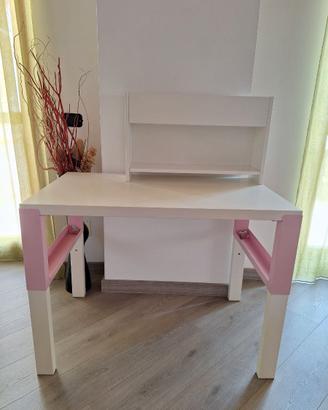Scrivania IKEA PAHL regolabile bianco/rosa