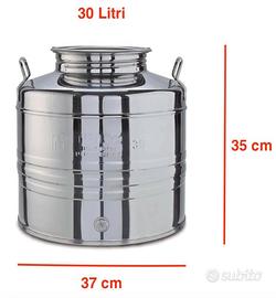 Contenitore Bidone Fusto per Olio in Acciaio Inox