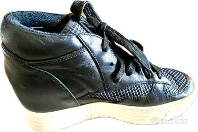 scarpe lemaré pelle blu rialzanti