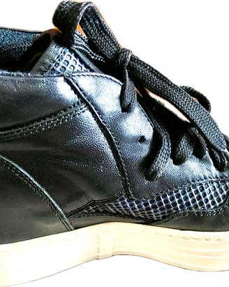 scarpe lemaré pelle blu rialzanti