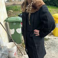 cappotto vintage con colletto in vera pelliccia
