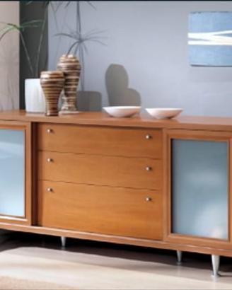Madia Soggiorno Legno e Vetro Satin
